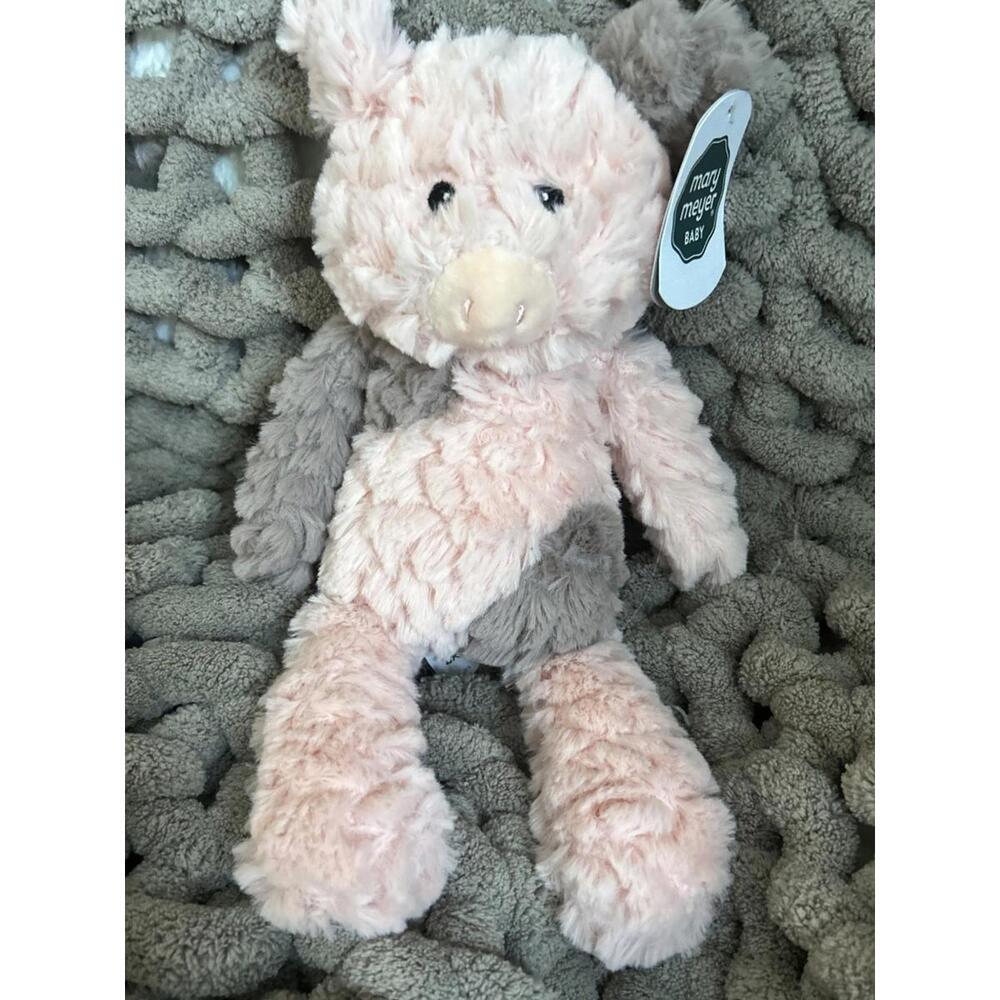 Mary Meyer Pig Plush Piglet Putty Pink Grey Nursery Stuffed Animal NWT So SOFT!!